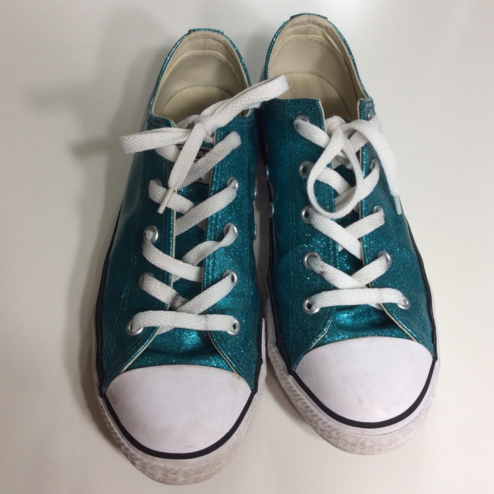 Converse Kids Youth Shimmer Green Sneakers Size 4